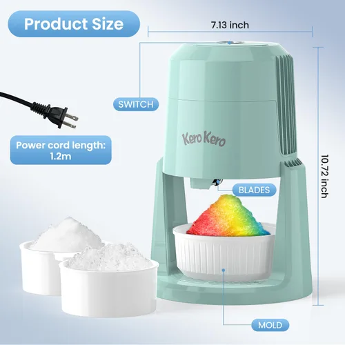 Miniatura 10 de Máquina de hielo afeitado profesional: RX03 Máquina eléctrica de cono de nieve y máquina ICEE para el hogar, 60 W de potencia, voltaje universal