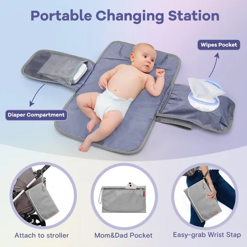 Miniatura 8 de RUVALINO - Mochila de pañales neutrales todo en uno para niños y niñas, mochila de viaje grande multifunción con cambiador portátil, correas