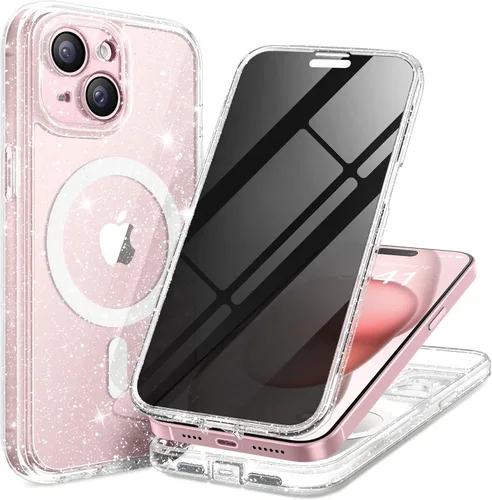 Miniatura 26 de TIESZEN Funda para iPhone 15, compatible con MagSafe, protector de pantalla de privacidad integrado y protección de cámara, antiespía, cuerpo