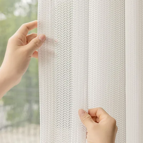 Miniatura 9 de 2 paneles de cortinas traslúcidas blancas de 54 pulgadas de largo, paneles transparentes de lino con textura para ventana, cortinas plisadas