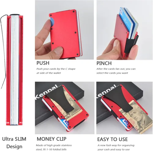 Miniatura 6 de Kenpal Cartera de metal minimalista con clip para dinero organizador de aluminio para tarjetas de crédito para hombres y mujeres Minimalista