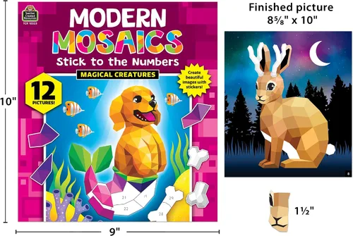 Miniatura 6 de Teacher Created Resources Los mosaicos modernos de criaturas mágicas se adhieren a los números