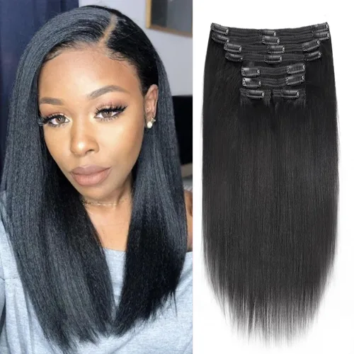 Miniatura 39 de Extensiones de cabello con clip de 12 pulgadas, rizado birmano, negro natural, extensiones de cabello con clip rizado birmano, cabello humano real