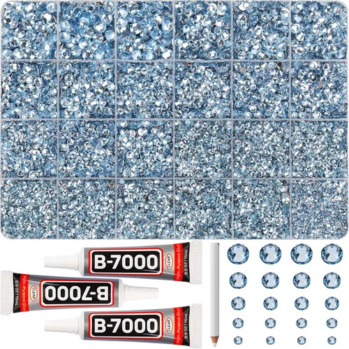 Miniatura 26 de 11000 piezas de diamantes de imitación con parte trasera plana de 2/3/4/5 mm en negro con pegamento para bordado, ropa, manualidades, zapatos, arte