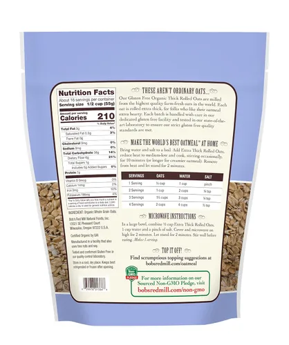 Miniatura 2 de Bob's Red Mill Avena enrollada gruesa orgánica sin gluten, 32 onzas (paquete de 2)