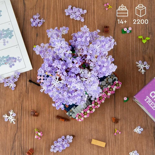 Miniatura 4 de HIGH GODO - Set de construcción micro de árbol bonsái de flor de cerezo, modelos de casa de árbol sakura japonés, kit de construcción