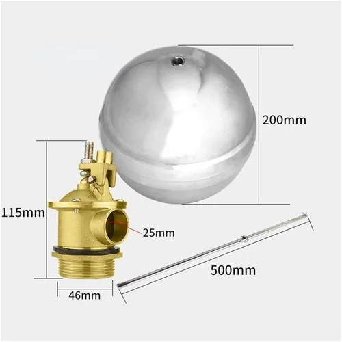 Miniatura 2 de Stainless Steel Float Ball Valve DN15-50 Ball Float Valve for Water Tank Water Tower Float Valve Rod Automatic Water Level Control Float Valve(Beige)