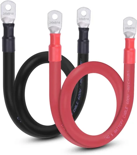 Miniatura 27 de Cable de batería flexible de 1/0 AWG con terminales de 3/8" - Alambre de cobre puro OFC para inversor y soldadura para automotriz, solar, RV