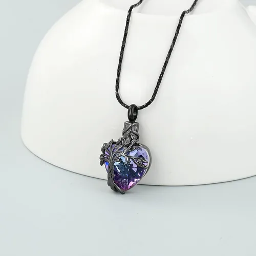 Miniatura 48 de Imrsanl Collar de urna de árbol de la vida con forma de corazón, joyería de cremación para hombres y mujeres, recuerdo, joyería conmemorativa