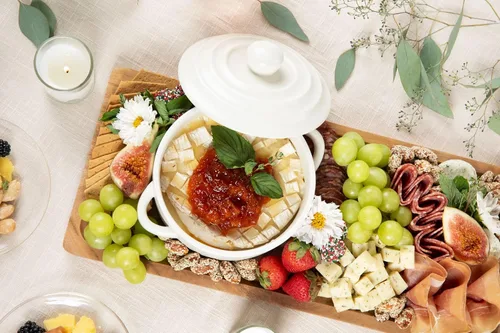 Miniatura 8 de Plato y calentador de queso Brie de gres con tapa, apto para horno, ideal para tabla de embutidos y accesorios de mesa de pastoreo, perfecto