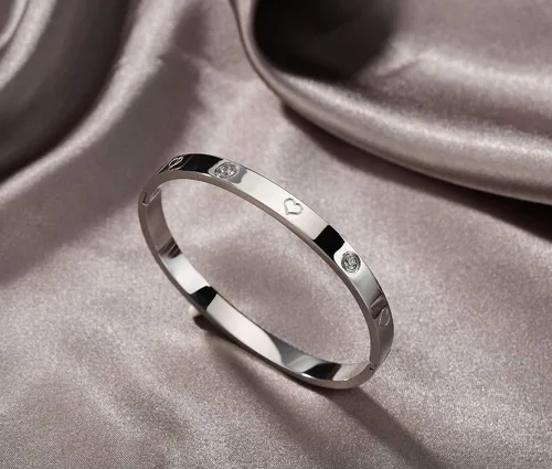 Miniatura 11 de Regalo de Navidad MVCOLEDY Jewelry - Pulsera chapada en oro o blanco con piedra de corazón de acero inoxidable con cristal para mujer