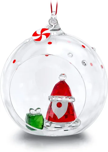 Swarovski Adorno de bola colgante, cristal rojo, verde y transparente con Papá Noel y figuras de regalo, de la colección Holiday Cheers