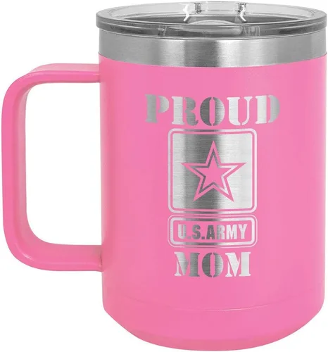 Miniatura 9 de PROUD ARMY MOM BLACK Taza de café de 15 oz con tapa deslizante Taza de café de viaje aislada Ideas de regalos del día de la madre de hijo o hija
