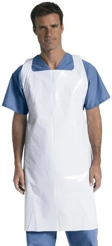 Medline Delantales desechables de polietileno, peso medio, blanco, 28.0 in x 46.4 in, ideal para servicio de alimentos y uso médico, paquete de 50