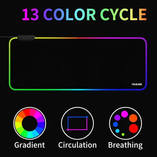 Miniatura 2 de Alfombrilla de mouse RGB grande para juegos con concentrador USB de 4 puertos y 13 modos de iluminación, alfombrilla de mouse para teclado