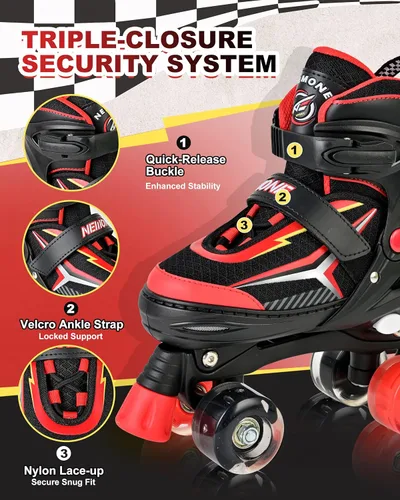Miniatura 2 de NEMONE - Patines de sirena con ruedas iluminadas y 4 tamaños ajustables para niñas, azul y morado, para niños pequeños, para principiantes, de F