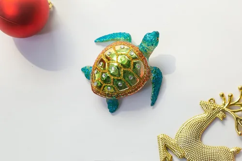 Miniatura 6 de Juego de 2 adornos de tortuga marina, adornos de tortuga marina de vidrio soplado a mano para árbol de Navidad, adorno de Navidad de tortuga marina