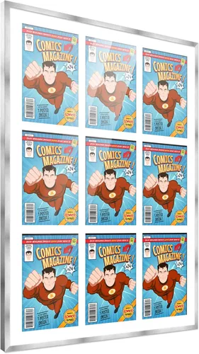 Miniatura 28 de Poster Palooza Marco de cómic con paspartú para 1 cómic de la Edad de Bronce publicado entre 1970 y 1985, marco de cómic negro para cómic de 7.25 x