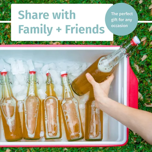 Miniatura 8 de Otis Classic Botellas de vidrio con tapas, juego de 6 botellas de vidrio transparentes con tapas de cerámica para almacenar kombucha, licor, jarabe