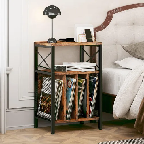 Miniatura 7 de Soporte para tocadiscos de 3 niveles, tocadiscos de almacenamiento de discos de vinilo para discos de vinilo, mesa de tocadiscos con capacidad