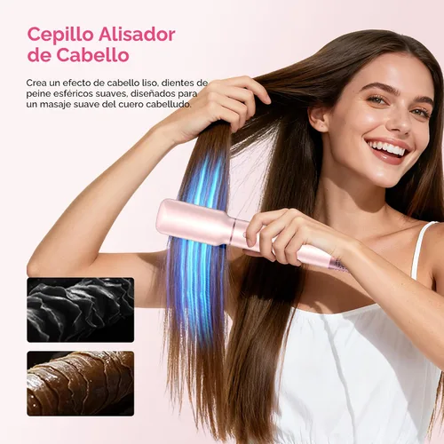 Miniatura 5 de Atopskins Juego de cepillos para secador de pelo 5 en 1, moldeador de aire caliente desmontable, cepillo de secador, 3 ajustes de calor, estilizador