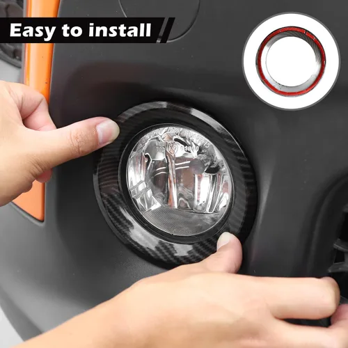Miniatura 3 de RT-TCZ Para Renegade Luz antiniebla Delantera Cubierta Trim Anillo para Jeep Renegade 2019 up Fibra de Carbono Accesorios Exterior 2 unids