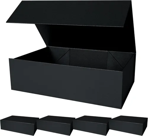 Aimyoo Cajas de regalo magnéticas Galaxy negras con tapas 13.8x9x4.3 pulgadas, caja grande de propuesta para dama de honor y padrino, caja plegable