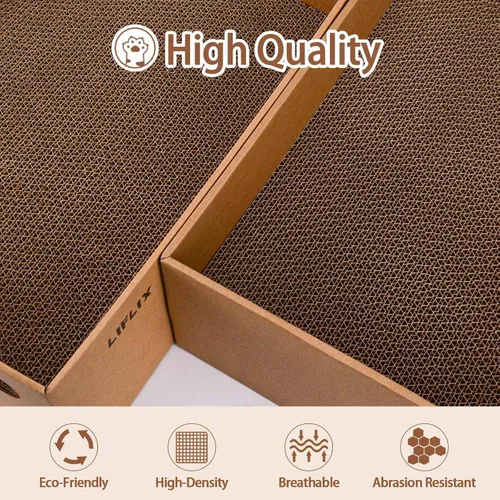 Miniatura 5 de LIFLIX Rascador de cartón para gatos con 2 cajas, 6 almohadillas reversibles para arañazos en caja rascador grande para gatos, 17.1 pulgadas x 13.2