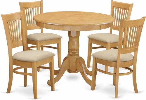 Miniatura 14 de East West Furniture ANVA3-BLK-C - Juego de mesa de comedor moderno de 3 piezas que contiene una mesa de cocina redonda con pedestal y 2 sillas