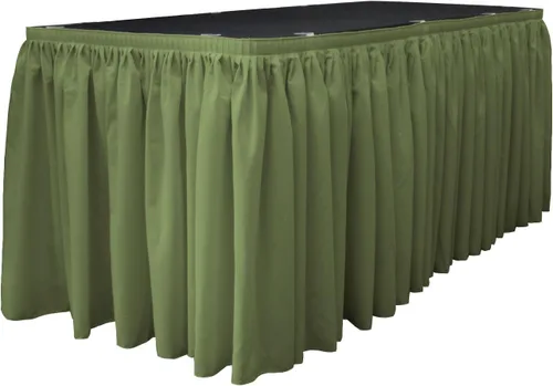 Miniatura 36 de LA Linen Falda de mesa de popelina de poliéster para mesas rectangulares, tela plisada para banquetes de boda, 14 pies por 29 pulgadas de largo