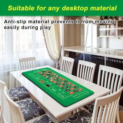 Miniatura 4 de Juego de tapete para ruleta de mesa Poen, fieltro de diseño de ruleta, rueda de ruleta de goma, cubierta de mesa, tapete para dados con marcador