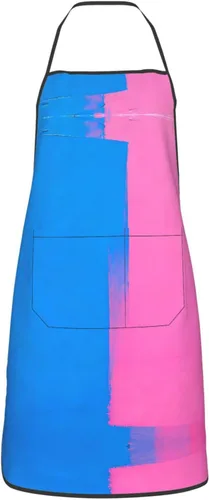 Miniatura 14 de Delantal azul y rosa con bolsillos, delantales resistentes a las gotas de agua para mujeres y hombres, delantal ideal para uso doméstico