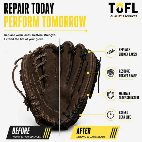 Miniatura 4 de TOFL 72" Baseball Glove Lace Strips - Flat Shaped Cowhide Leather Lacing for Gloves, Mitts & DIY Repair