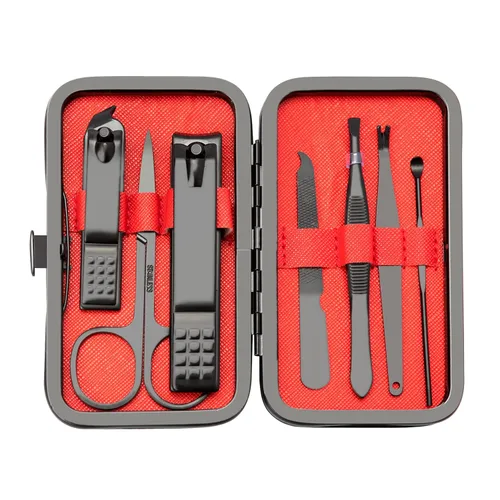 Juego de manicura 7 en 1 de acero inoxidable para uñas, regalos para hombres, adolescentes, herramientas de pedicura con estuche para limpiar los