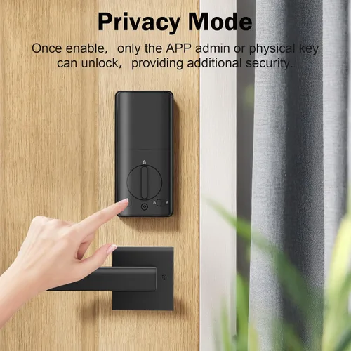 Miniatura 5 de Cerradura de puerta inteligente WiFi, entrada sin llave con puerta de enlace y asas, pantalla táctil, teclado de huellas dactilares, llave