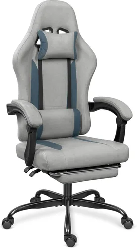 Miniatura 8 de Silla de juegos de tela transpirable con reposapiés, silla de juegos de altura ajustable, silla de videojuegos para sala de juegos, sala de estar