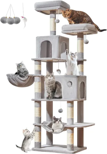 Miniatura 10 de Taoqimiao Árbol para gatos, torre para gatos de 66.2 pulgadas para gatos de interior, condominio para gatos de varios niveles de felpa con 7 postes