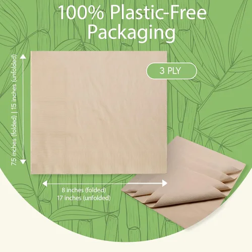 Miniatura 4 de Servilletas compostables 100% bambú (paquete de 50) Servilletas resistentes para almuerzo, cena, eventos, ocasiones y entretenimiento, ecológicas