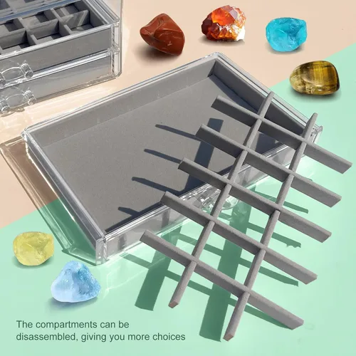 Miniatura 4 de Estuche de exhibición de rocas, caja de colección de rocas para niños y adultos Estante de exhibición de cristales, organizador y estuche