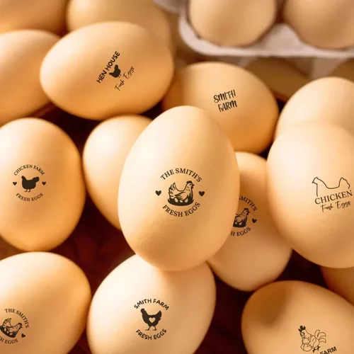 Miniatura 9 de Sellos de huevos personalizados para huevos frescos Sello de huevo de goma personalizado Etiquetas de huevos de granja Regalos de gallinero