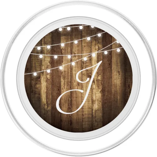 Miniatura 2 de J Monogram Letra rústica de grano de madera con nombre inicial PopSockets MagSafe PopGrip para iPhone