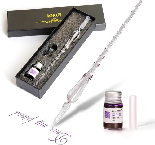 Miniatura 9 de Juego de bolígrafos de inmersión de vidrio, bolígrafo de caligrafía, bolígrafo de firma de cristal para arte, escritura, firmas, decoración y regalo