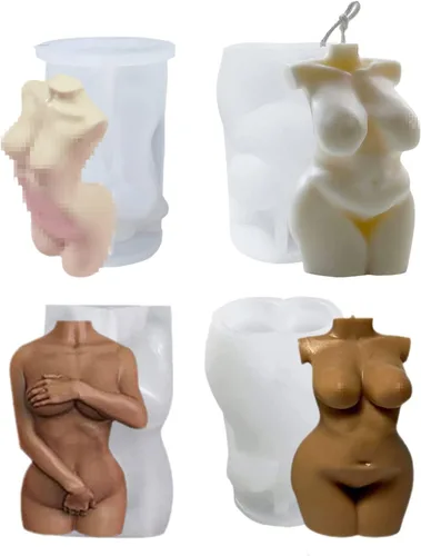 4 moldes de resina de silicona para cuerpo humano, moldes de velas, moldes de chocolate para velas de cuerpo de mujer sexy, moldes 3D de figura