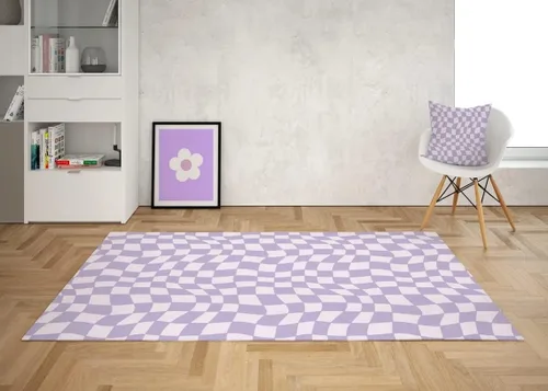 Miniatura 11 de Alfombra ondulada azul única con diseño de cuadros para sala de estar, extra grande, lavable a máquina, alfombra de pasillo de cocina, alfombra