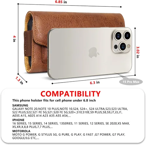 Miniatura 5 de Funda de cuero para teléfono con tapa magnética abatible para iPhone 17/16/15/14 Pro Max, funda para Samsung Galaxy s25 Ultra S24+/S23+/S22+