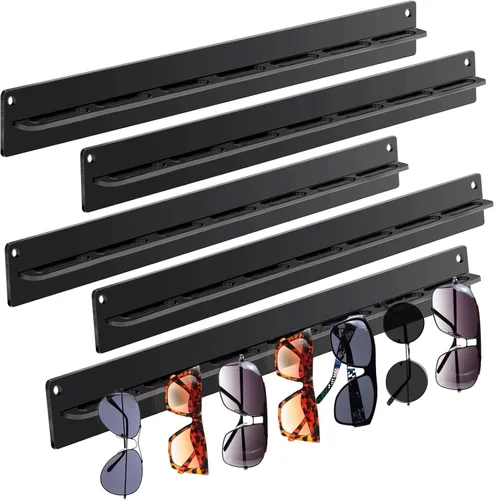 Miniatura 7 de Paquete de 5 organizadores de lentes de sol acrílicos para colgar en la pared, soporte para colgar gafas, estante para estante de entrada
