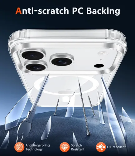 Miniatura 976 de FNTCASE Funda para iPhone 13 Pro-Max: Fundas magnéticas transparentes compatibles con Magsafe Slim anti amarillamiento protección contra caídas