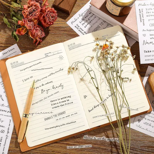 Miniatura 3 de 48 hojas de calcomanías con citas inspiradoras para diario, refranes estéticos, calcomanías de graduación, palabras motivacionales, letras escritas