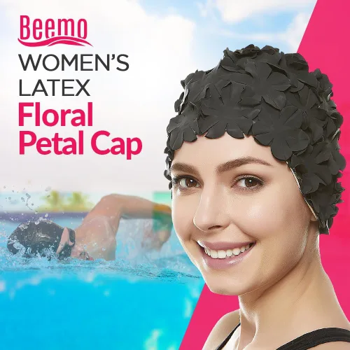 Miniatura 2 de BeeMo Gorro de Natación de Látex para Mujeres - Gorro de Natación de Goma - Suave Cómodo Elástico Elegante Diseño de Corte Bajo Protege el Cabello