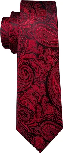 Miniatura 113 de Barry.Wang - Juego de corbata de seda para hombre, diseño de cachemira, pañuelo y gemelos de bolsillo
